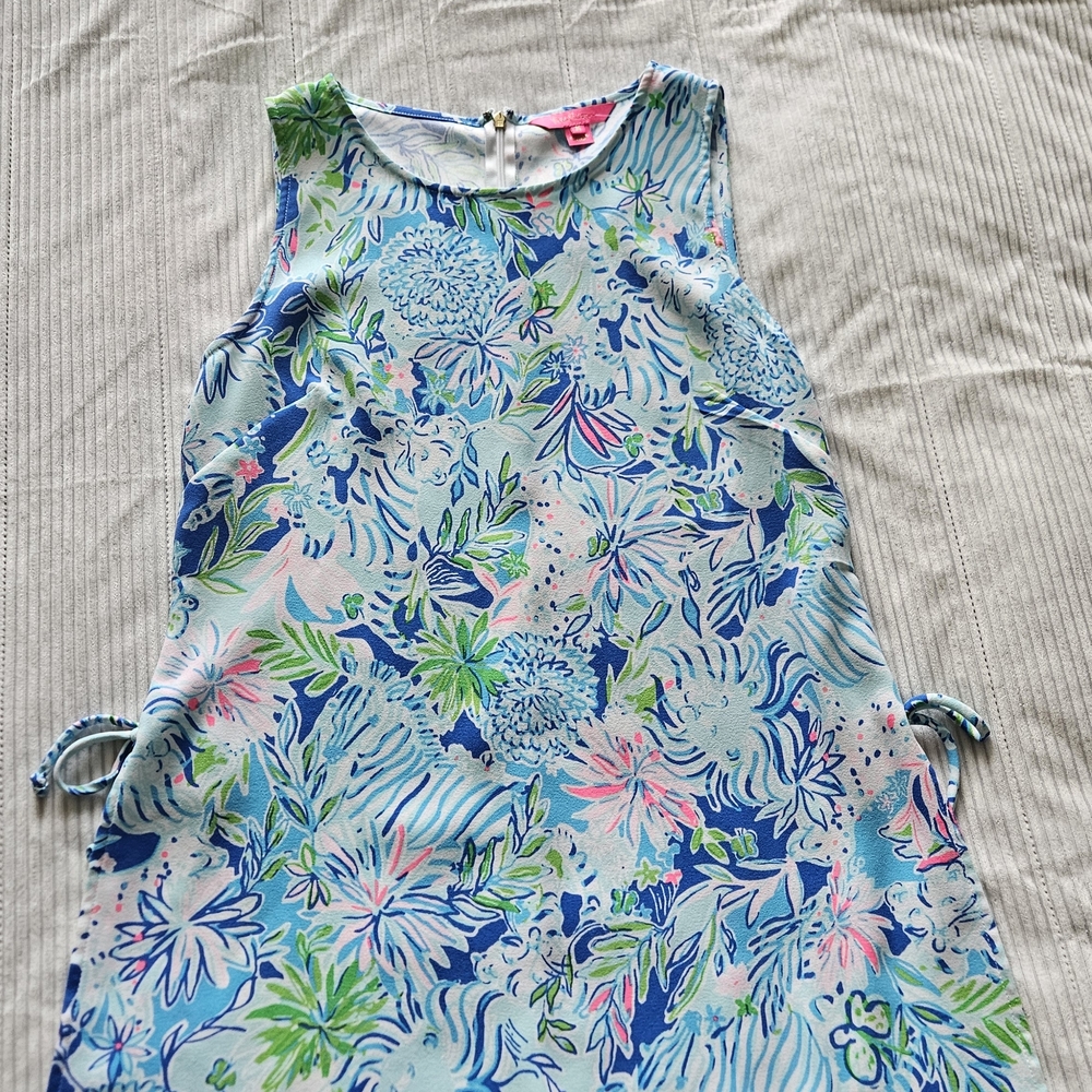 Lilly Pulitzer Blue, Pink & Green Floral Sleeveless Blouse